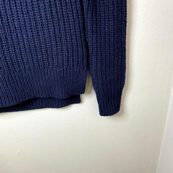 J.Crew Wool Blend Crewneck Sweater Sz XXS Navy Pointelle‎ Cable knit Style E6733 - Picture 11 of 11